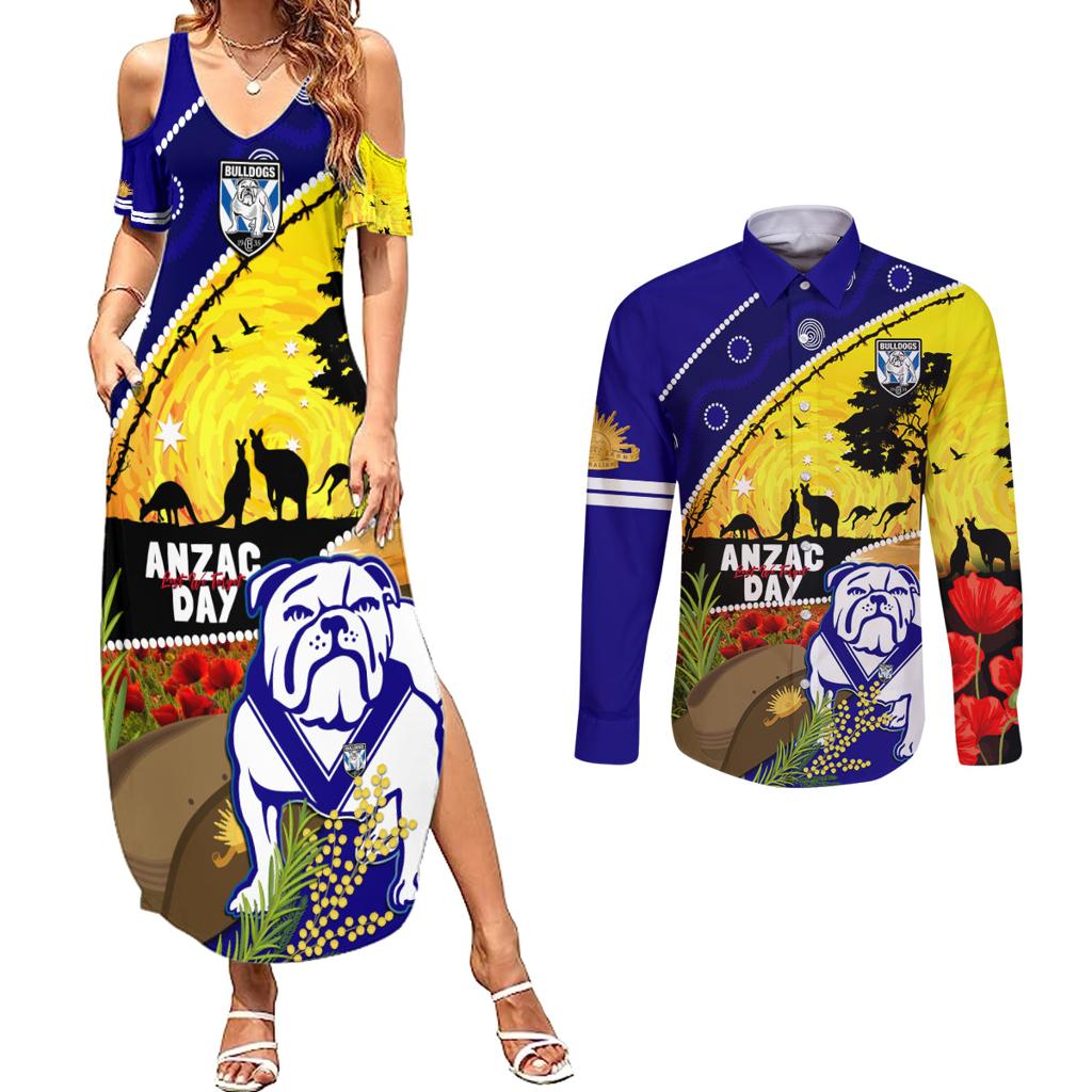 Bulldogs ANZAC Day Couples Matching Summer Maxi Dress and Long Sleeve Button Shirt Rosemary Starring Night Style