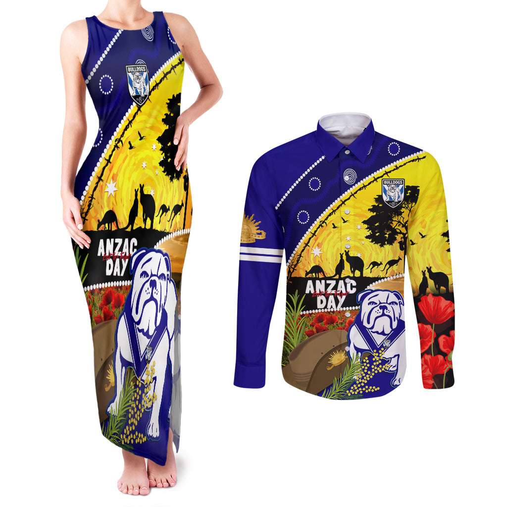 Bulldogs ANZAC Day Couples Matching Tank Maxi Dress and Long Sleeve Button Shirt Rosemary Starring Night Style