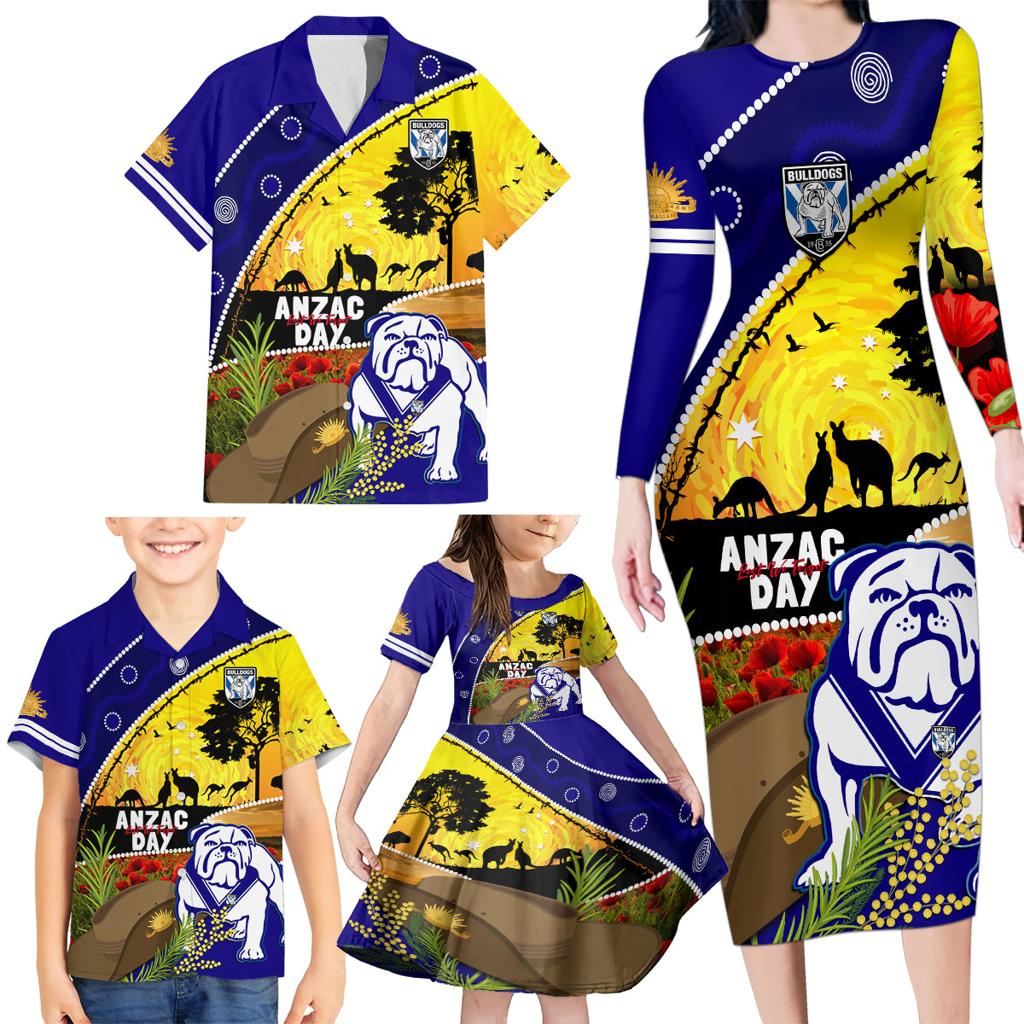 Bulldogs ANZAC Day Family Matching Long Sleeve Bodycon Dress and Hawaiian Shirt Rosemary Starring Night Style