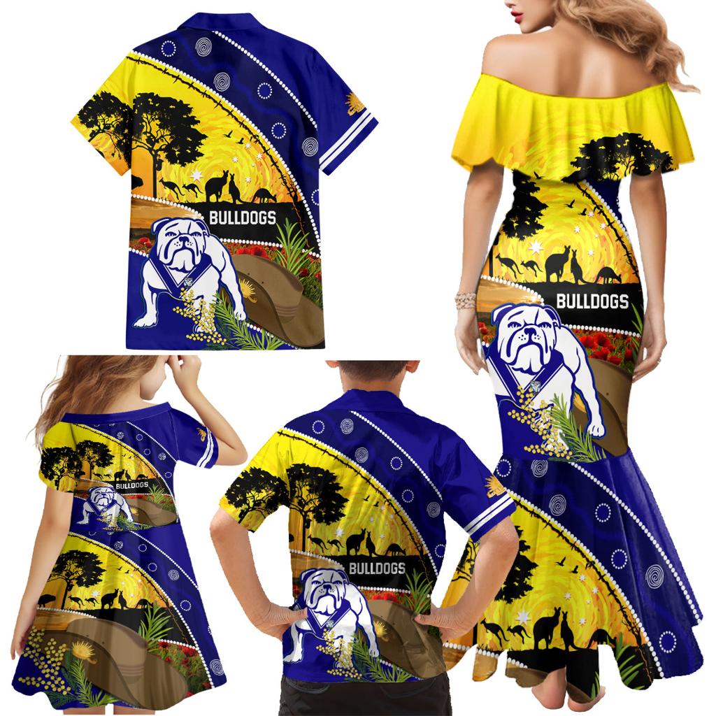 Bulldogs ANZAC Day Family Matching Mermaid Dress and Hawaiian Shirt Rosemary Starring Night Style