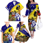 Bulldogs ANZAC Day Family Matching Off Shoulder Long Sleeve Dress and Hawaiian Shirt Rosemary Starring Night Style