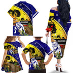 Bulldogs ANZAC Day Family Matching Off Shoulder Long Sleeve Dress and Hawaiian Shirt Rosemary Starring Night Style