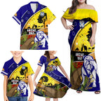 Bulldogs ANZAC Day Family Matching Off Shoulder Maxi Dress and Hawaiian Shirt Rosemary Starring Night Style