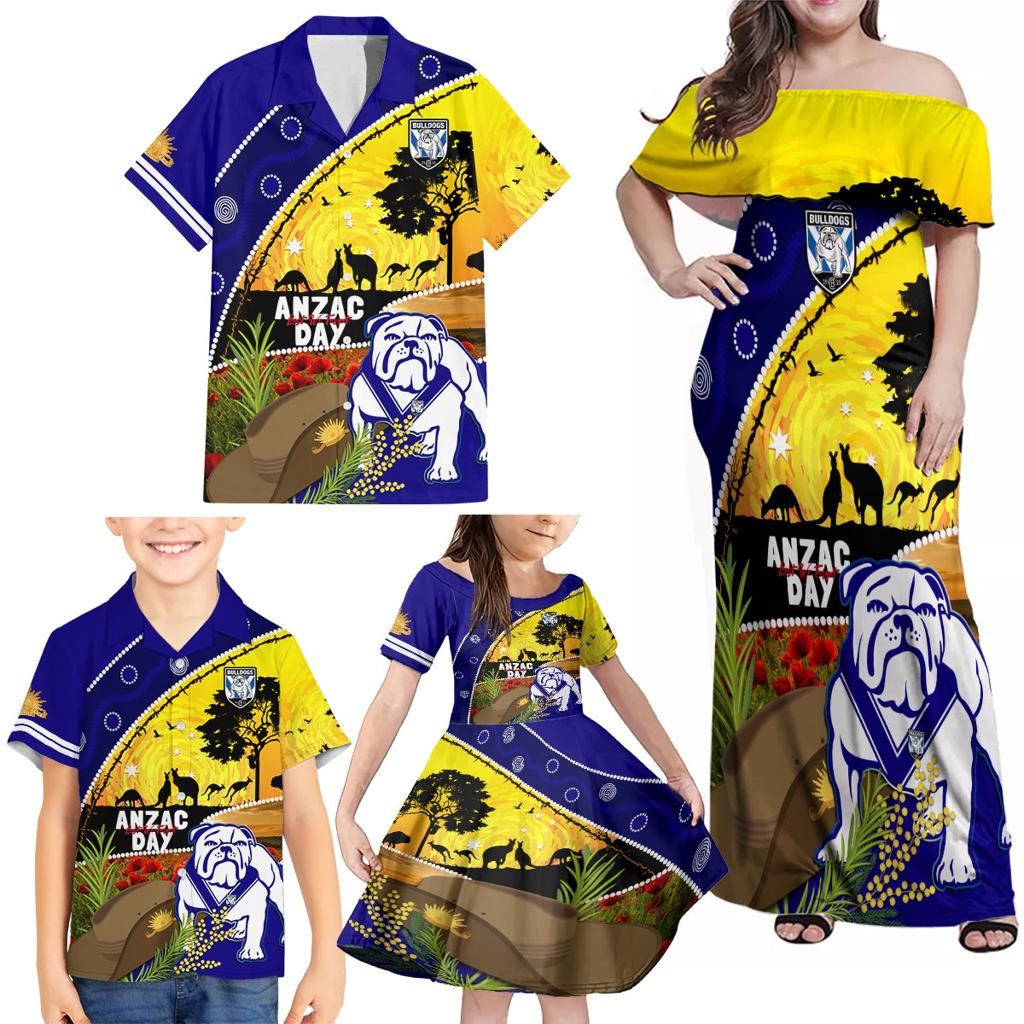 Bulldogs ANZAC Day Family Matching Off Shoulder Maxi Dress and Hawaiian Shirt Rosemary Starring Night Style