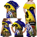 Bulldogs ANZAC Day Family Matching Off Shoulder Maxi Dress and Hawaiian Shirt Rosemary Starring Night Style