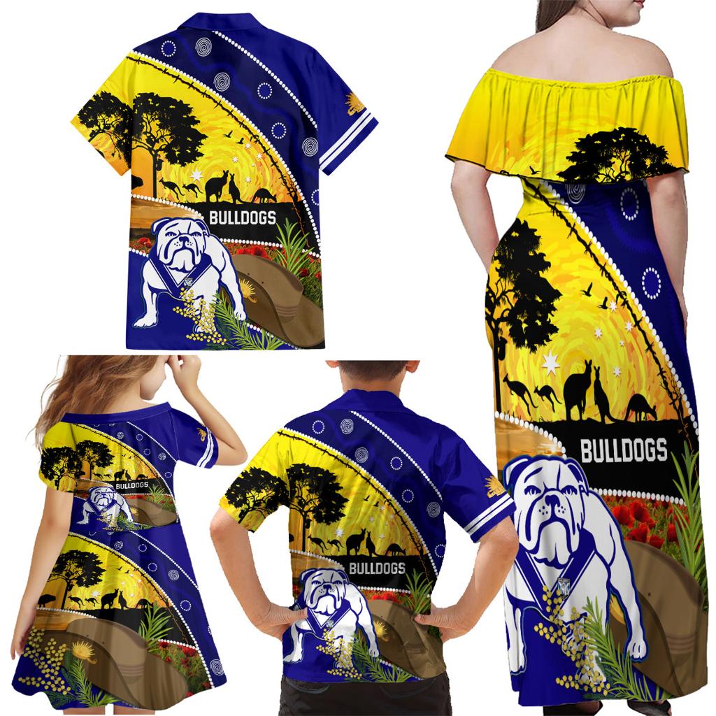 Bulldogs ANZAC Day Family Matching Off Shoulder Maxi Dress and Hawaiian Shirt Rosemary Starring Night Style
