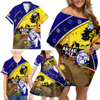 Bulldogs ANZAC Day Family Matching Off Shoulder Short Dress and Hawaiian Shirt Rosemary Starring Night Style