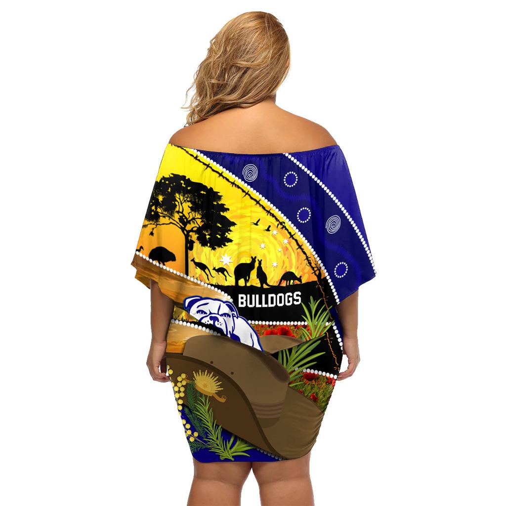 Bulldogs ANZAC Day Family Matching Off Shoulder Short Dress and Hawaiian Shirt Rosemary Starring Night Style