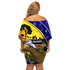 Bulldogs ANZAC Day Family Matching Off Shoulder Short Dress and Hawaiian Shirt Rosemary Starring Night Style