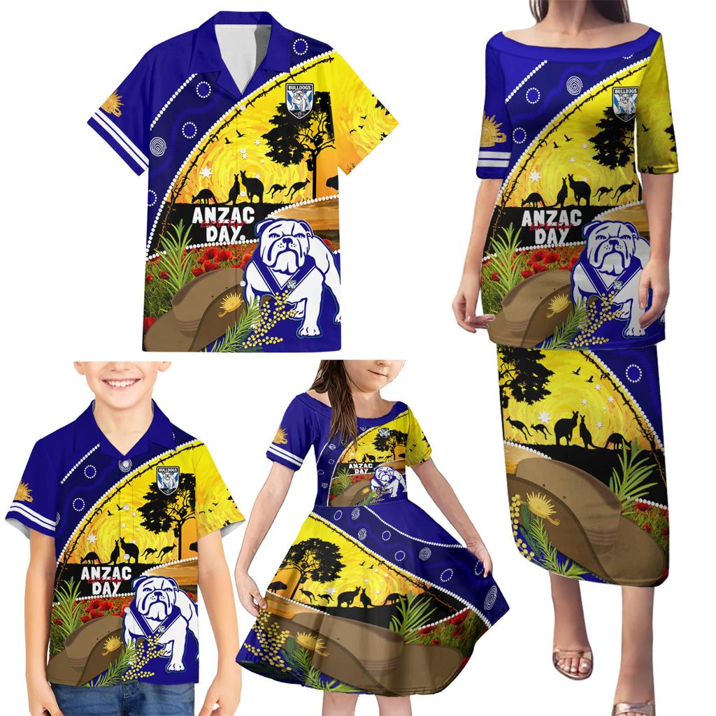 Bulldogs ANZAC Day Family Matching Puletasi and Hawaiian Shirt Rosemary Starring Night Style