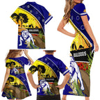 Bulldogs ANZAC Day Family Matching Short Sleeve Bodycon Dress and Hawaiian Shirt Rosemary Starring Night Style