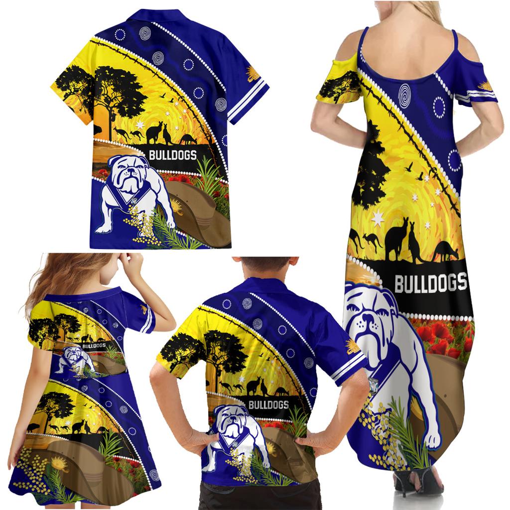 Bulldogs ANZAC Day Family Matching Summer Maxi Dress and Hawaiian Shirt Rosemary Starring Night Style