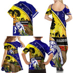 Bulldogs ANZAC Day Family Matching Summer Maxi Dress and Hawaiian Shirt Rosemary Starring Night Style