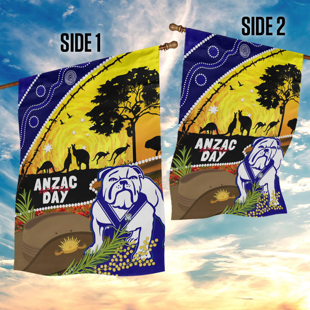 Bulldogs ANZAC Day Garden Flag Rosemary Starring Night Style