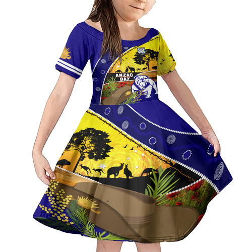 Bulldogs ANZAC Day Kid Short Sleeve Dress Rosemary Starring Night Style