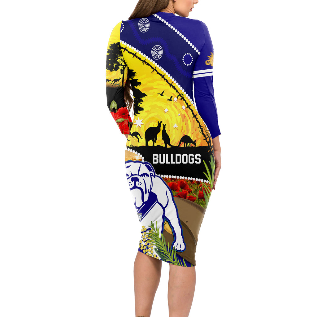 Bulldogs ANZAC Day Long Sleeve Bodycon Dress Rosemary Starring Night Style