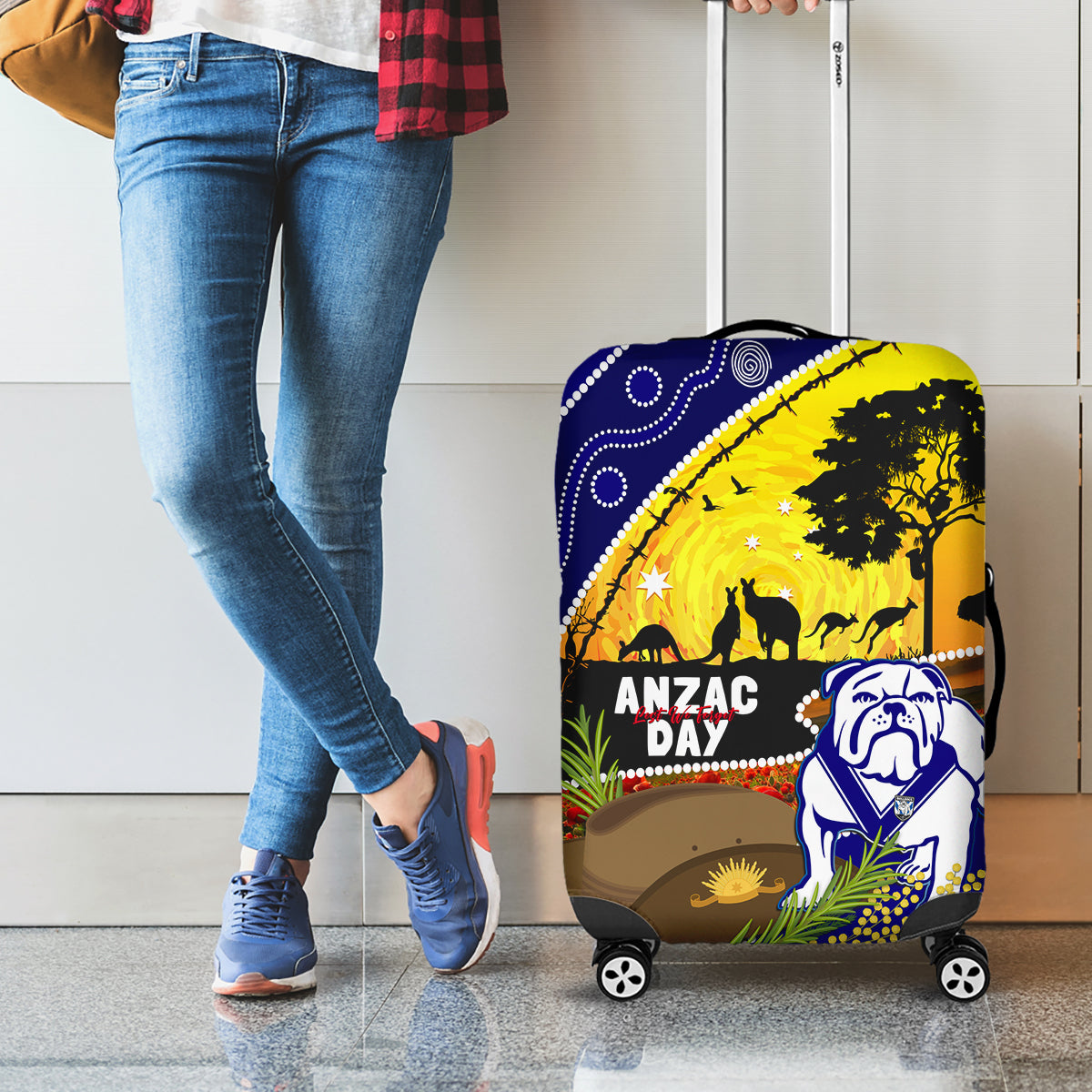 Bulldogs ANZAC Day Luggage Cover Rosemary Starring Night Style