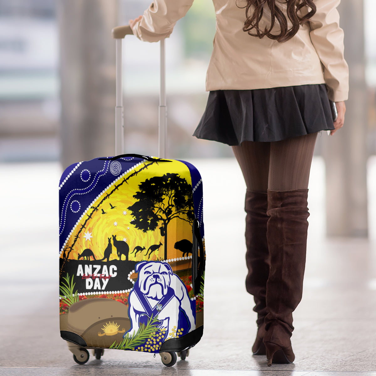 Bulldogs ANZAC Day Luggage Cover Rosemary Starring Night Style