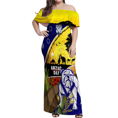 Bulldogs ANZAC Day Off Shoulder Maxi Dress Rosemary Starring Night Style