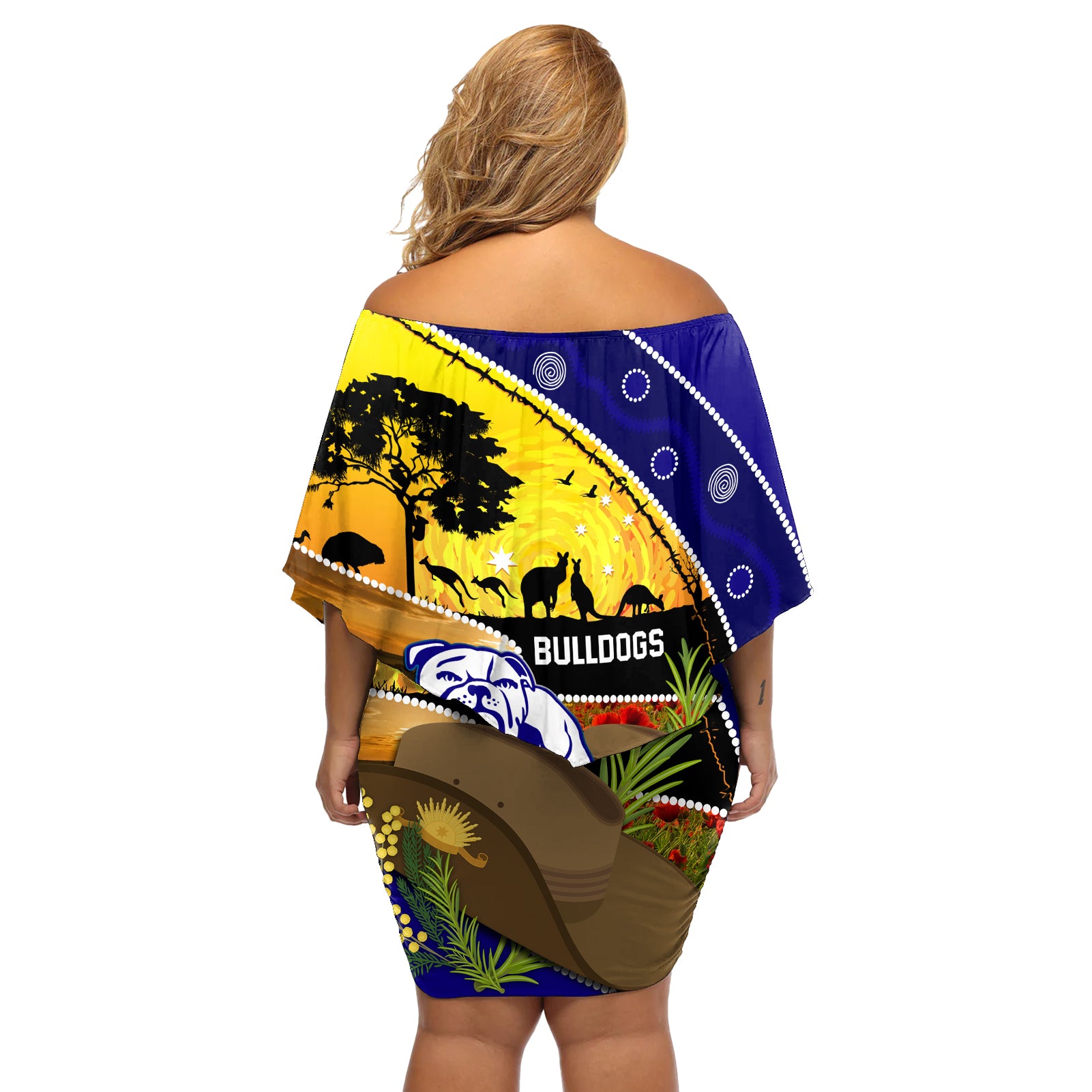 Bulldogs ANZAC Day Off Shoulder Short Dress Rosemary Starring Night Style