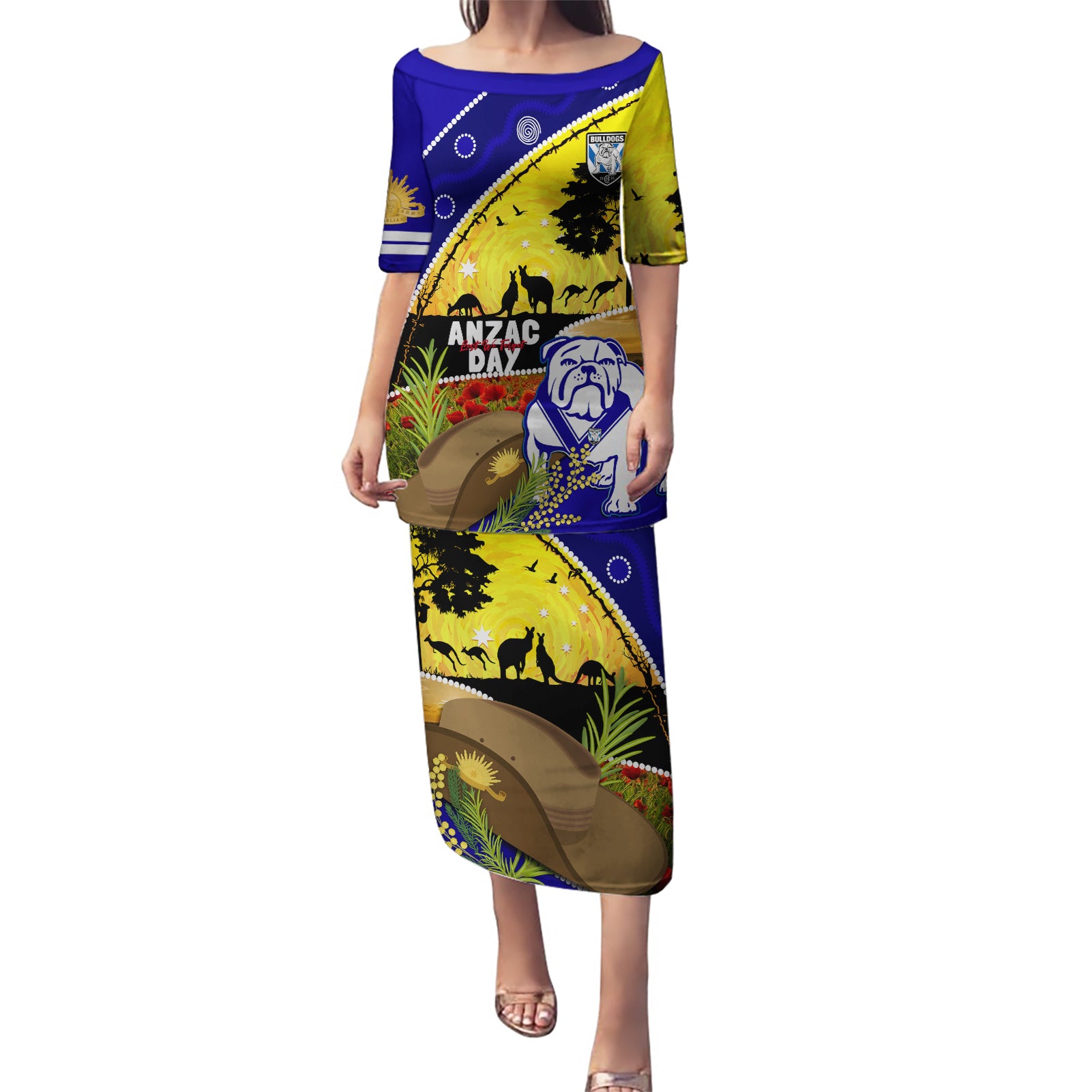 Bulldogs ANZAC Day Puletasi Rosemary Starring Night Style