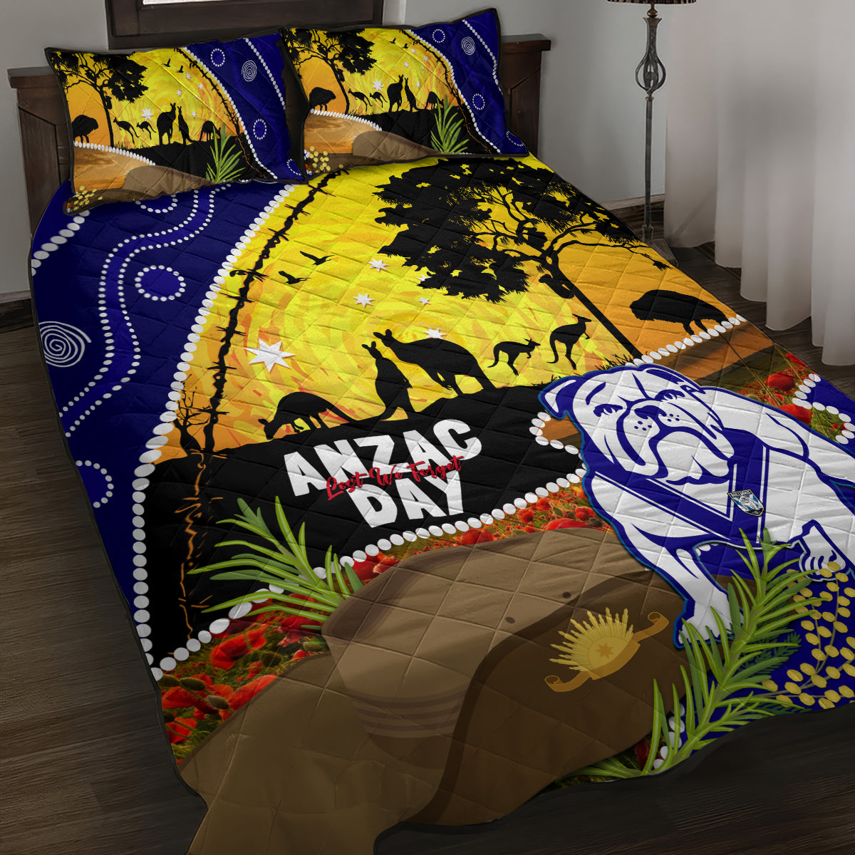 Bulldogs ANZAC Day Quilt Bed Set Rosemary Starring Night Style