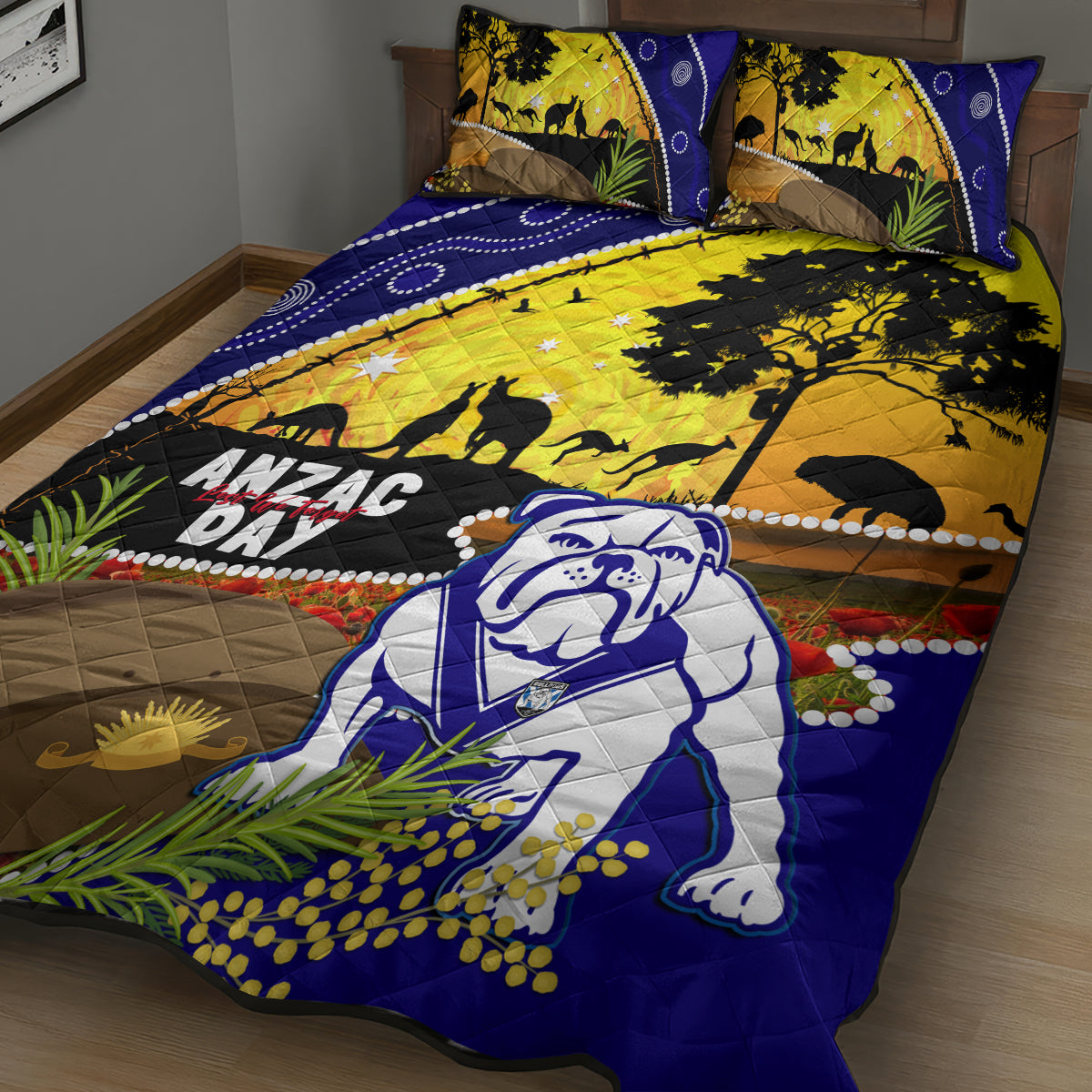 Bulldogs ANZAC Day Quilt Bed Set Rosemary Starring Night Style