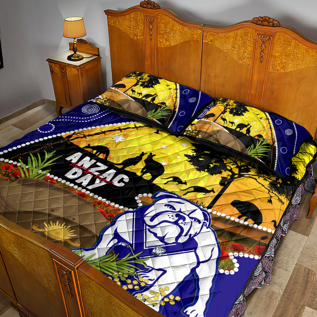 Bulldogs ANZAC Day Quilt Bed Set Rosemary Starring Night Style