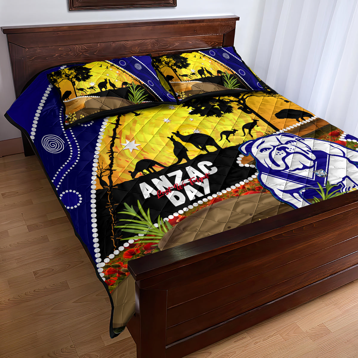 Bulldogs ANZAC Day Quilt Bed Set Rosemary Starring Night Style