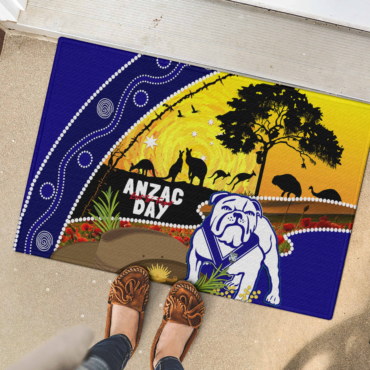 Bulldogs ANZAC Day Rubber Doormat Rosemary Starring Night Style
