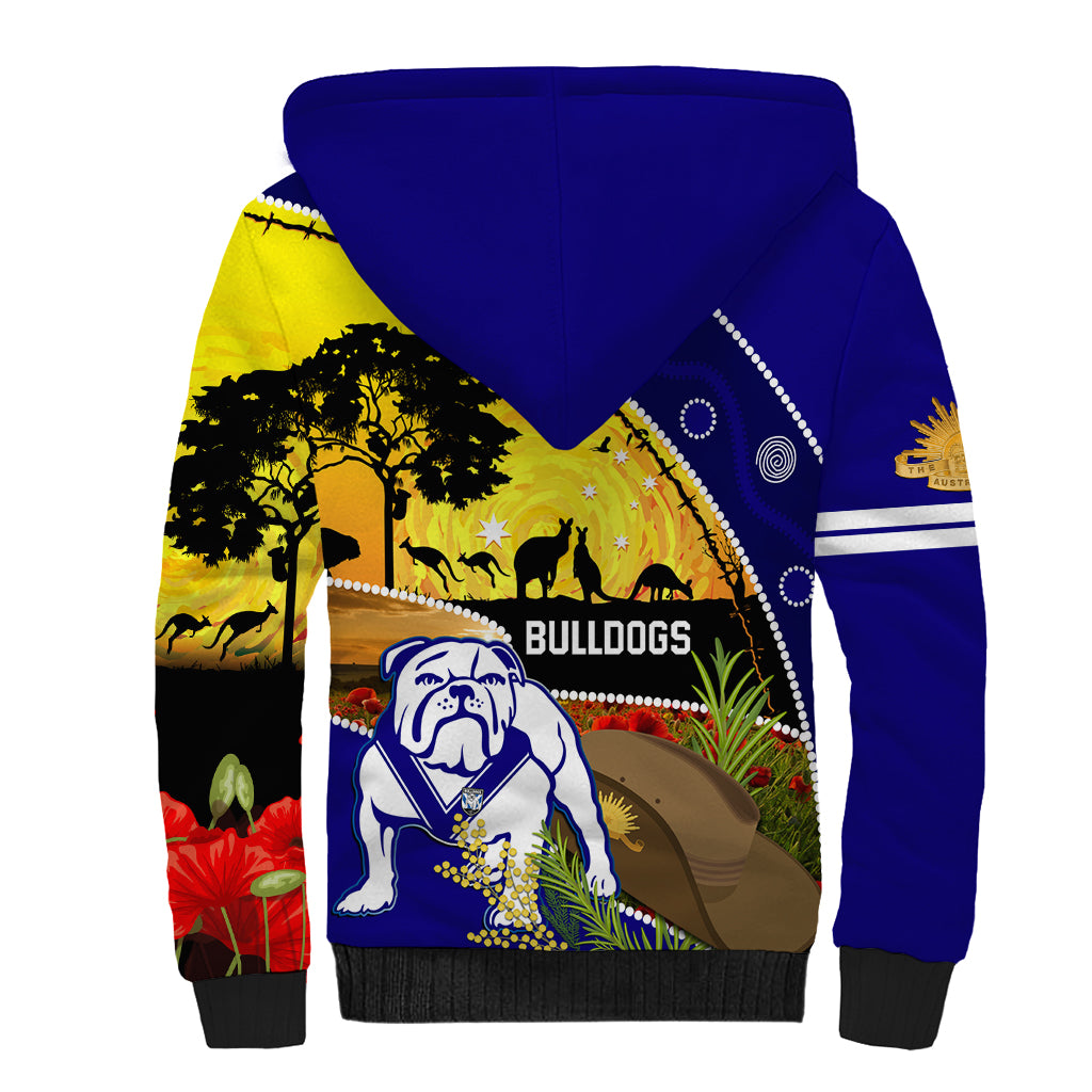 Bulldogs ANZAC Day Sherpa Hoodie Rosemary Starring Night Style