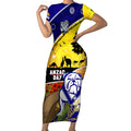Bulldogs ANZAC Day Short Sleeve Bodycon Dress Rosemary Starring Night Style