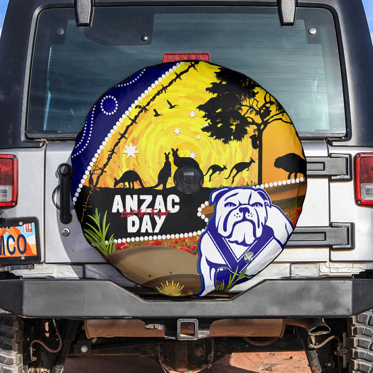 Bulldogs ANZAC Day Spare Tire Cover Rosemary Starring Night Style