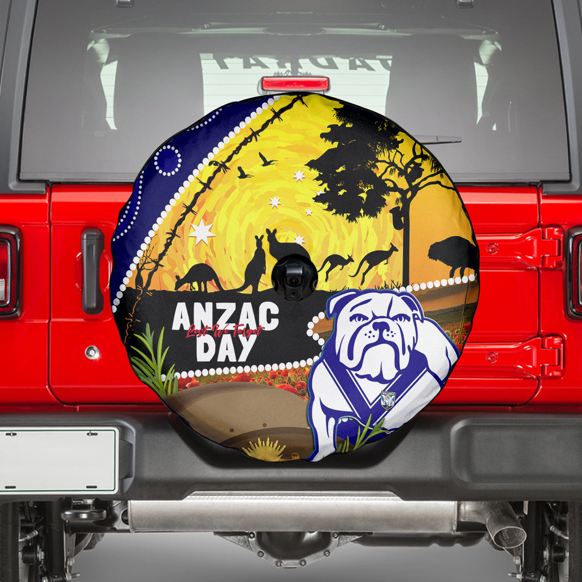 Bulldogs ANZAC Day Spare Tire Cover Rosemary Starring Night Style