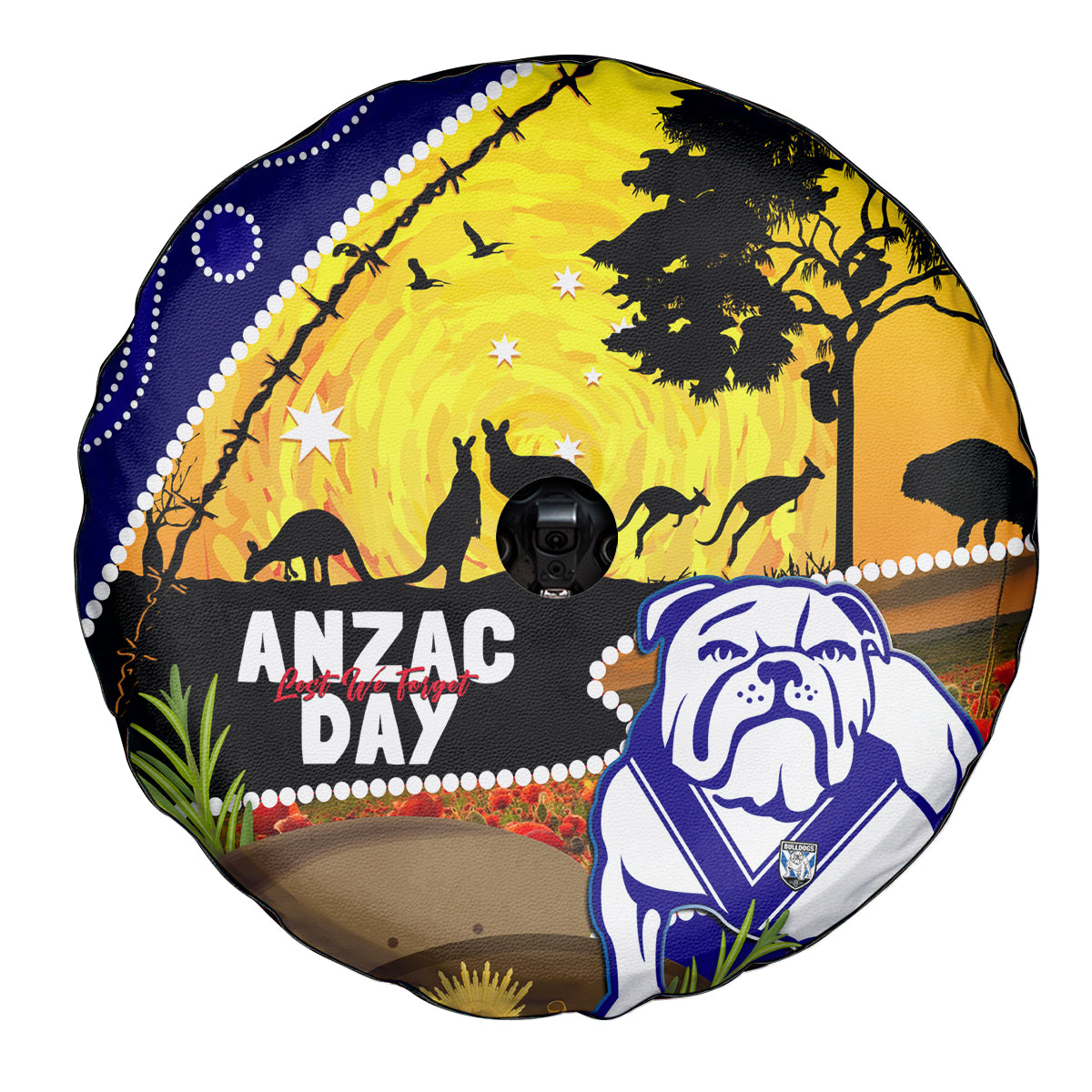 Bulldogs ANZAC Day Spare Tire Cover Rosemary Starring Night Style