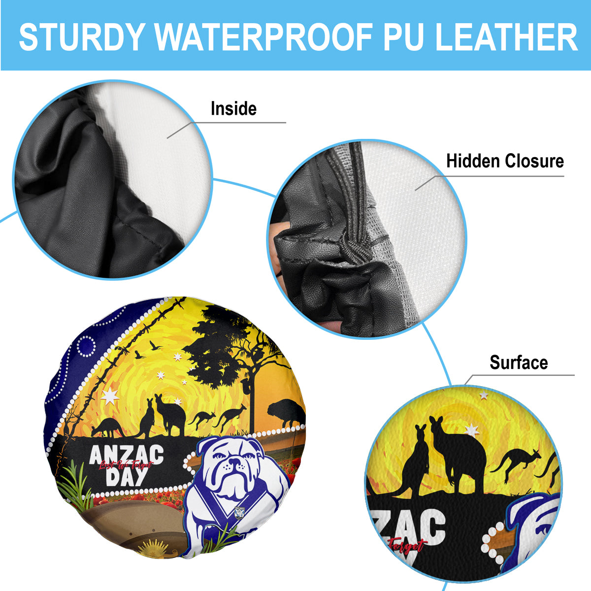 Bulldogs ANZAC Day Spare Tire Cover Rosemary Starring Night Style