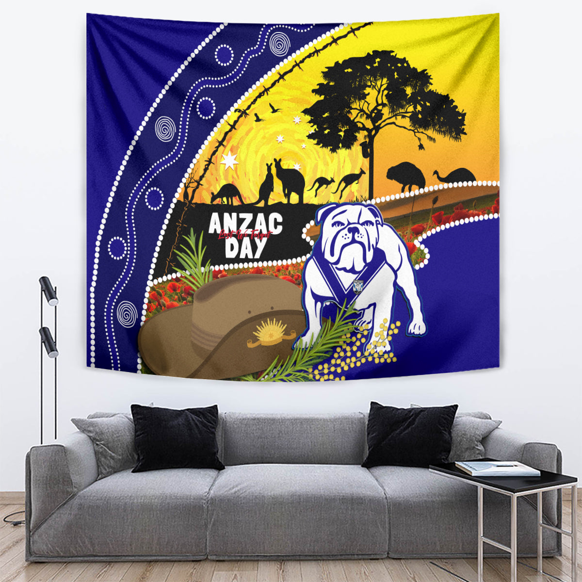 Bulldogs ANZAC Day Tapestry Rosemary Starring Night Style