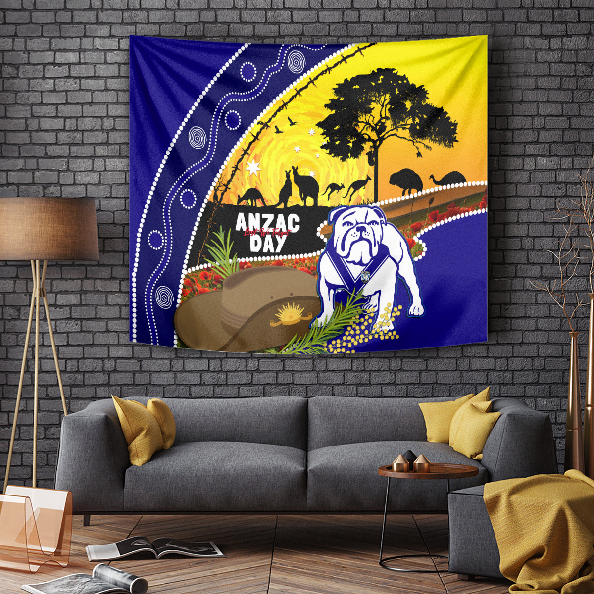 Bulldogs ANZAC Day Tapestry Rosemary Starring Night Style