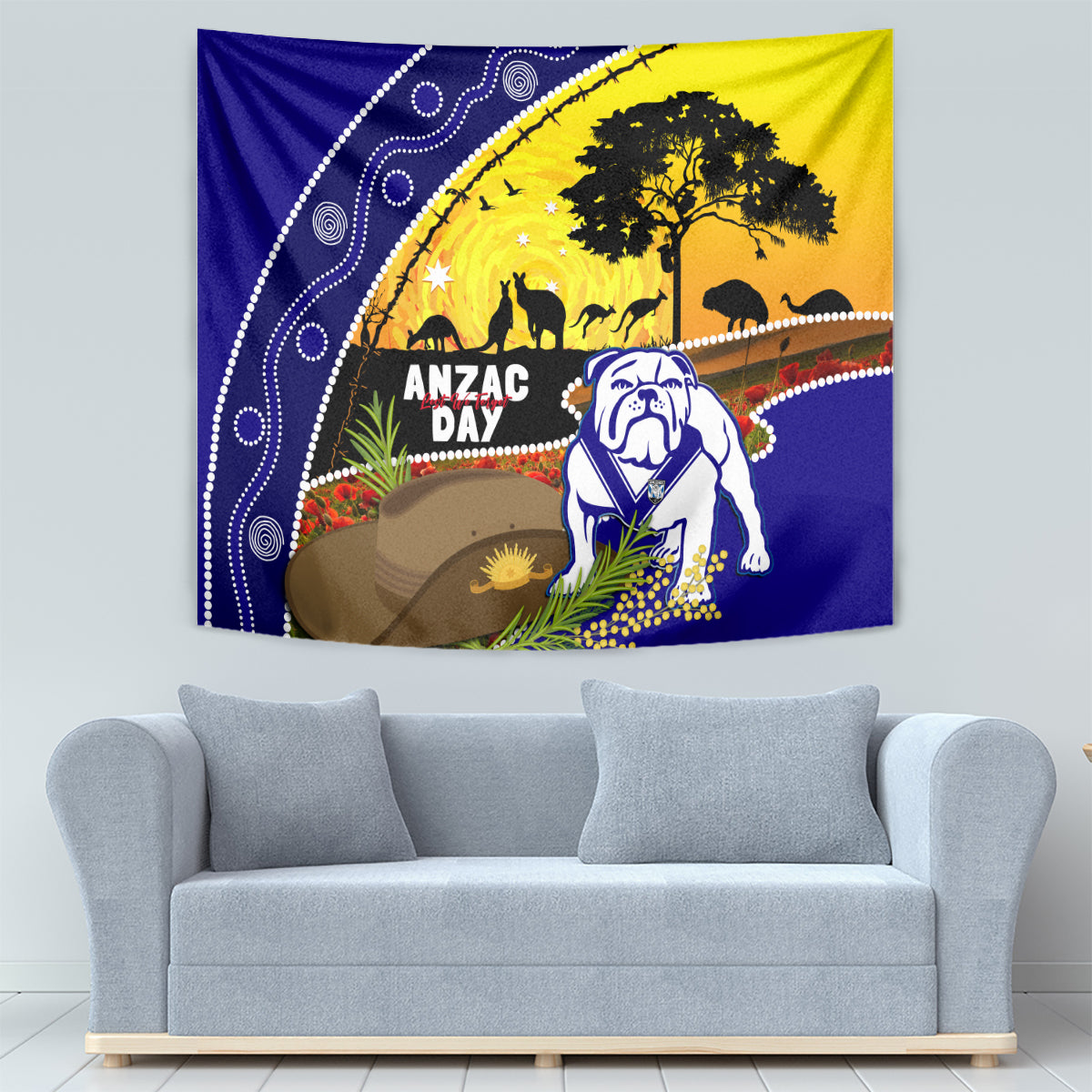Bulldogs ANZAC Day Tapestry Rosemary Starring Night Style