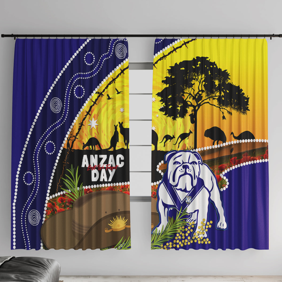 Bulldogs ANZAC Day Window Curtain Rosemary Starring Night Style