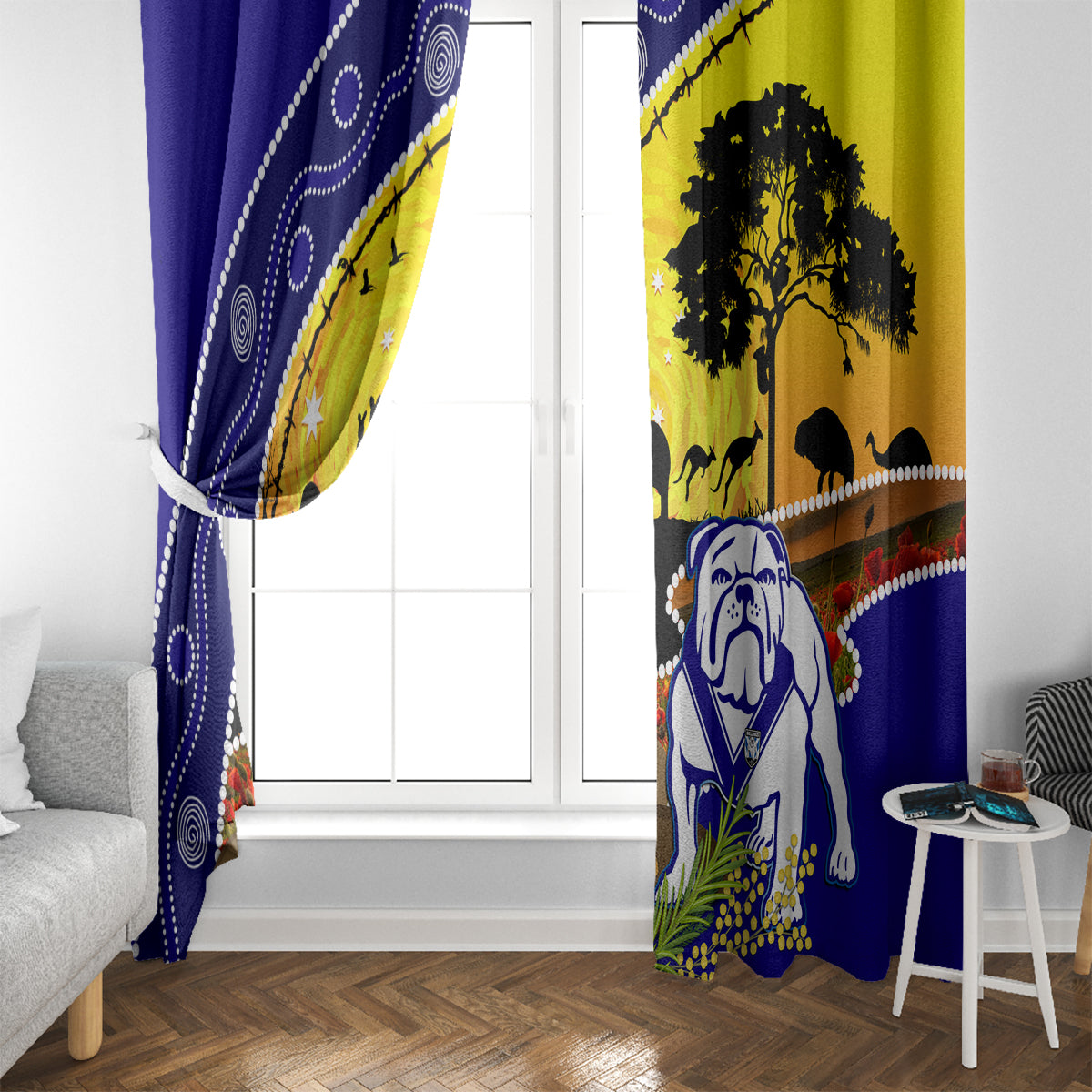 Bulldogs ANZAC Day Window Curtain Rosemary Starring Night Style