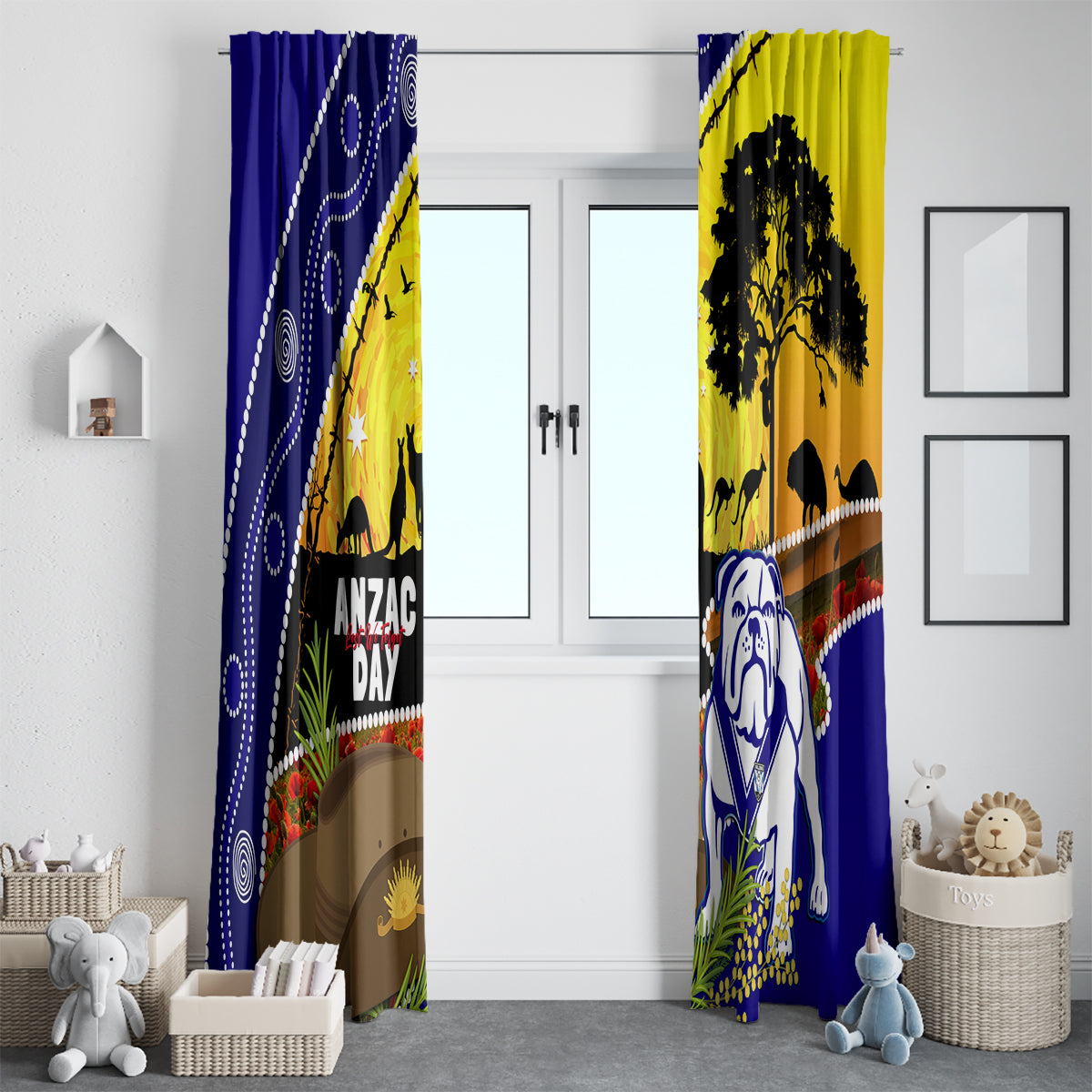 Bulldogs ANZAC Day Window Curtain Rosemary Starring Night Style