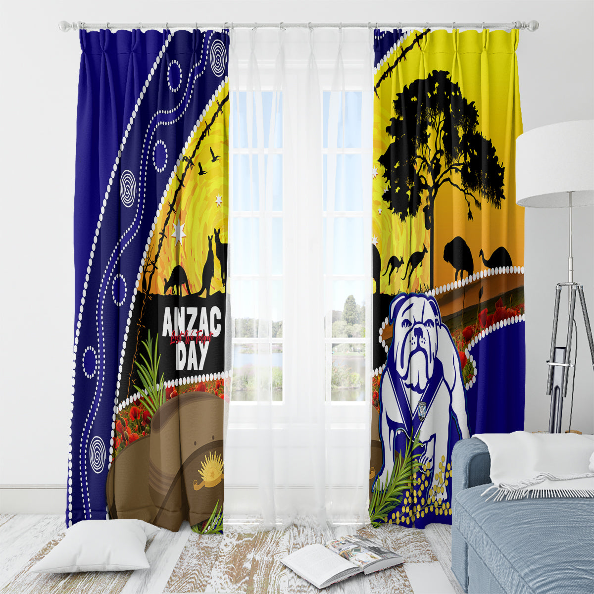 Bulldogs ANZAC Day Window Curtain Rosemary Starring Night Style