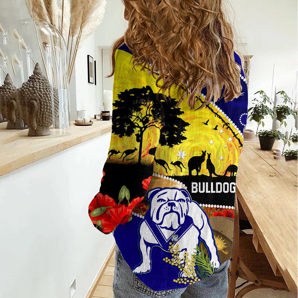 Bulldogs ANZAC Day Women Casual Shirt Rosemary Starring Night Style
