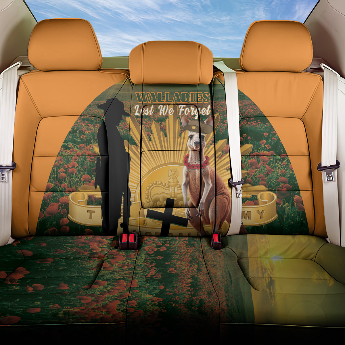 Australia Wallabies Rugby ANZAC Day Back Car Seat Cover 2024 Lest We Forget