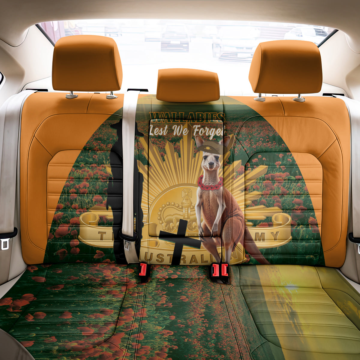 Australia Wallabies Rugby ANZAC Day Back Car Seat Cover 2024 Lest We Forget