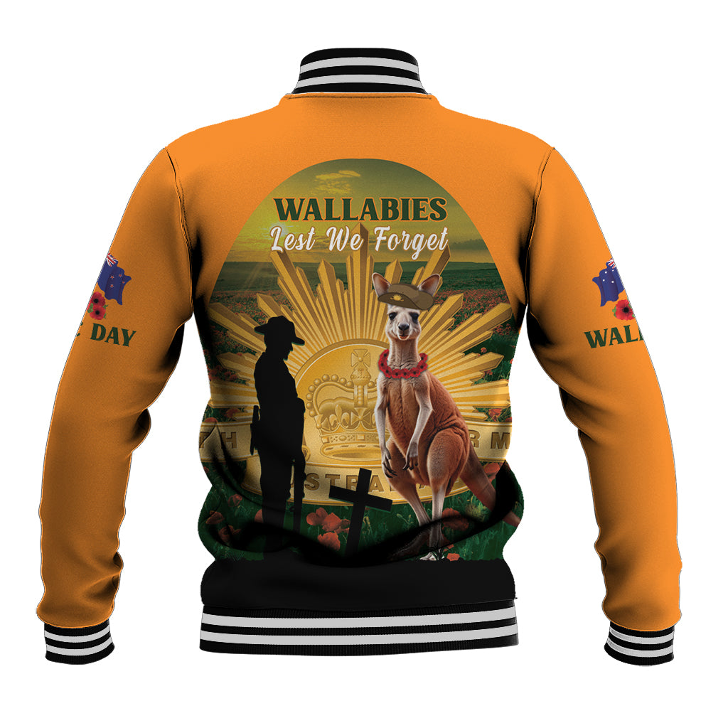 Australia Wallabies Rugby ANZAC Day Baseball Jacket 2024 Lest We Forget