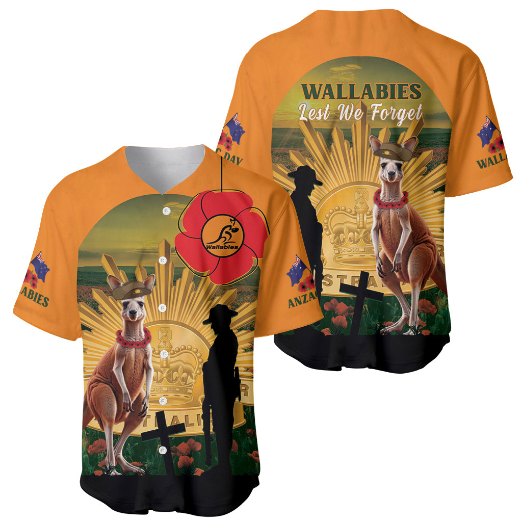Australia Wallabies Rugby ANZAC Day Baseball Jersey 2024 Lest We Forget