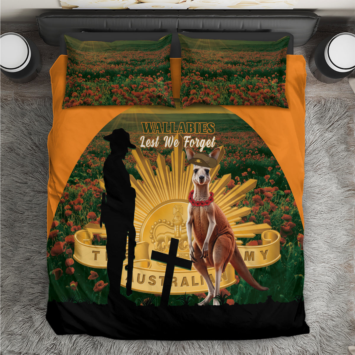 Australia Wallabies Rugby ANZAC Day Bedding Set 2024 Lest We Forget