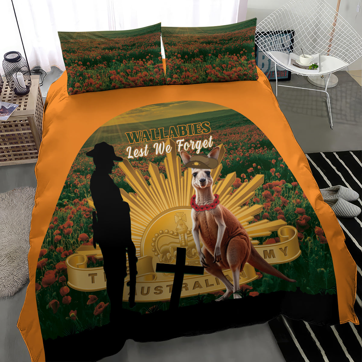 Australia Wallabies Rugby ANZAC Day Bedding Set 2024 Lest We Forget